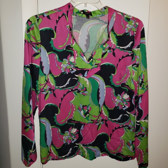 Talbots 12 nehru button collar multicolored floral - Picture 4 of 13